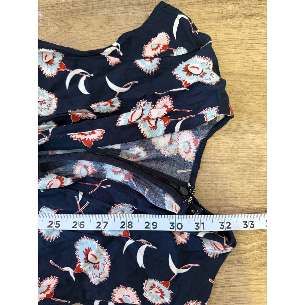 J. Crew Mercantile Short Sleeve Faux Wrap Surplice Dress Navy Floral Size 0 - Picture 3 of 7